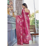 Load image into Gallery viewer, Women's Rani Pink Silk Printed Saree With Unstitched Blouse -5.5Mtr Kashvii
