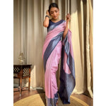Load image into Gallery viewer, Women's Pink Silk Printed Saree With Unstitched Blouse -5.5Mtr Kashvii