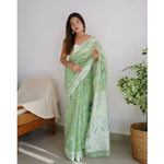 Load image into Gallery viewer, Women's Cotton Printed Saree With Unstitched Blouse 5.5Mtr (Pista) Kashvii