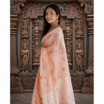Load image into Gallery viewer, Women's Cotton Printed Saree With Unstitched Blouse 5.5Mtr (Peach) Kashvii