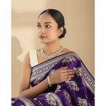 Load image into Gallery viewer, Women's Silk Printed Saree With Unstitched Blouse 5.5Mtr (Purple) Kashvii