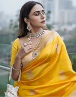 Load image into Gallery viewer, Women's Yellow Silk Printed Saree With Unstitched Blouse -5.5Mtr Kashvii