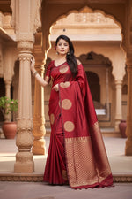 Load image into Gallery viewer, Women's Silk Printed Saree With Unstitched Blouse 5.5Mtr (Red) Kashvii