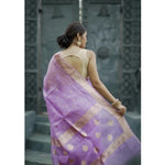 Load image into Gallery viewer, Women's Cotton Printed Saree With Unstitched Blouse 5.5Mtr (Lavender) Kashvii