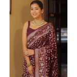 Load image into Gallery viewer, Women's Silk Printed Saree With Unstitched Blouse 5.5Mtr (Maroon) Kashvii