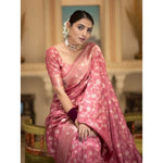 Load image into Gallery viewer, Women's Silk Printed Saree With Unstitched Blouse 5.5Mtr (Peach)