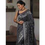 Load image into Gallery viewer, Women's Silk Printed Saree With Unstitched Blouse 5.5Mtr (Navy Blue) Kashvii
