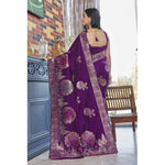 Load image into Gallery viewer, Women's Purple Silk Printed Saree With Unstitched Blouse- 5.5Mtr Kashvii