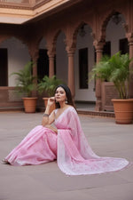 Load image into Gallery viewer, Women's Cotton Printed Saree With Unstitched Blouse 5.5Mtr (Pink) Kashvii