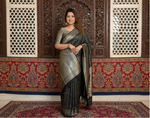 Load image into Gallery viewer, Women's Silk Printed Saree With Unstitched Blouse 5.5Mtr (Black) Kashvii