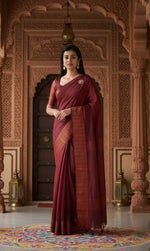 Load image into Gallery viewer, Women's Maroon Silk Printed Saree With Unstitched Blouse -5.5Mtr Kashvii