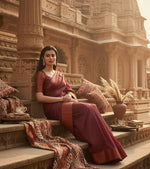 Load image into Gallery viewer, Women's Maroon Silk Printed Saree With Unstitched Blouse -5.5Mtr Kashvii