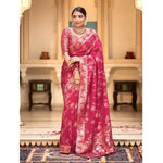 Load image into Gallery viewer, Women's Pink Silk Printed Saree With Unstitched Blouse -5.5Mtr Kashvii