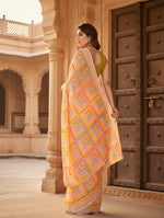 Load image into Gallery viewer, Women's Small Lace Georgette Printed Ready-to-Wear Saree With Unstitched Blouse 5.5 Mtr (Yellow) Kashvii
