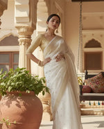 Load image into Gallery viewer, Women's Cotton Printed Saree With Unstitched Blouse 5.5Mtr (White) Kashvii