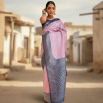 Load image into Gallery viewer, Women's Pink Silk Printed Saree With Unstitched Blouse -5.5Mtr Kashvii