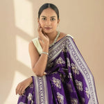 Load image into Gallery viewer, Women's Silk Printed Saree With Unstitched Blouse 5.5Mtr (Purple) Kashvii