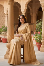 Load image into Gallery viewer, Women's Cream Silk Printed Saree With Unstitched Blouse -5.5Mtr Kashvii