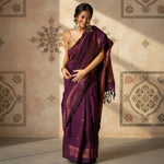 Load image into Gallery viewer, Women's Silk Printed Saree With Unstitched Blouse 5.5Mtr (Wine) Kashvii