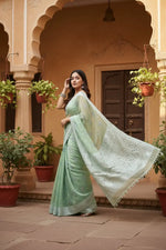 Load image into Gallery viewer, Women's Cotton Printed Saree With Unstitched Blouse 5.5Mtr (Pista) Kashvii