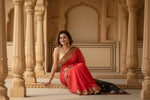 Load image into Gallery viewer, Women's Cotton Printed Saree With Unstitched Blouse 5.5Mtr (Red) Kashvii
