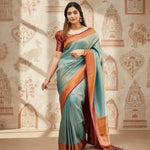 Load image into Gallery viewer, Women's Silk Printed Saree With Unstitched Blouse 5.5Mtr (Rama) Kashvii