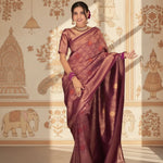 Load image into Gallery viewer, Women's Wine Silk Printed Saree With Unstitched Blouse- 5.5Mtr Kashvii
