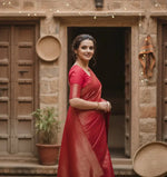 Load image into Gallery viewer, Women's Silk Printed Saree With Unstitched Blouse 5.5Mtr (Red) Kashvii