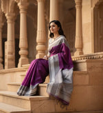 Load image into Gallery viewer, Women's Purple Silk Printed Saree With Unstitched Blouse -5.5Mtr Kashvii