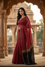 Load image into Gallery viewer, Women's Cotton Printed Saree With Unstitched Blouse 5.5Mtr (Red) Kashvii