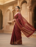 Load image into Gallery viewer, Women's Silk Printed Saree With Unstitched Blouse 5.5Mtr (Maroon) Kashvii