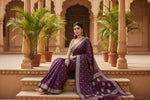 Load image into Gallery viewer, Women's Cotton Printed Saree With Unstitched Blouse 5.5Mtr (Purple) Kashvii