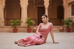 Load image into Gallery viewer, Women's Silk Printed Saree With Unstitched Blouse 5.5Mtr (Peach)