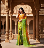 Load image into Gallery viewer, Women's Faux Georgette Printed Saree With Unstitched Blouse 5.5Mtr (Yellow) Kashvii