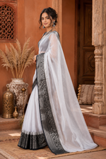 Load image into Gallery viewer, Soft Organza Saree With Unstitched Blouse(Black)