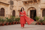Load image into Gallery viewer, Cotton Blend Orange Printed Kurti Kashvii