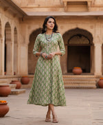 Load image into Gallery viewer, Rayon Print With Embroidery Work A-Line Green Kurti Kashvii