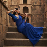Load image into Gallery viewer, Women's Georgette Plain Saree With Blouse (Royal Blue, 5-6 Mtrs) Kashvii