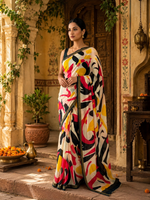 Load image into Gallery viewer, Soft Mulmul Cotton Digital Printed Saree With Unstitched Blouse(Multicolor)
