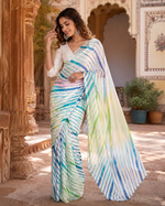Load image into Gallery viewer, Satin Silk Printed Saree With Unstitched blouse( Multicolor)