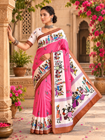 Load image into Gallery viewer, Mulmul Cotton Digital Print Saree With Unstitched Blouse(Violet)