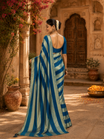 Load image into Gallery viewer, Satin Silk Saree With Unstitched Blouse(Blue)