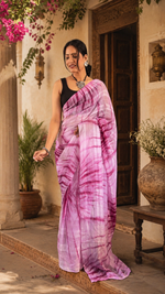 Load image into Gallery viewer, Elegant Georgette Printed Saree With Unstitched Blouse(Lavender Pink)