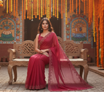 Load image into Gallery viewer, Women's Jimmy choo Embellished Bollywood Saree With Unstitched Blouse 5.5Mtr (Red) Kashvii