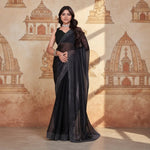 Load image into Gallery viewer, Women's Jimmy choo Embellished Bollywood Saree With Unstitched Blouse 5.5Mtr (Black) Kashvii