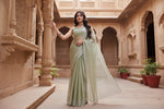 Load image into Gallery viewer, Women's Jimmy choo Embellished Bollywood Saree With Unstitched Blouse 5.5Mtr (Light Green) Kashvii