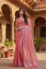 Load image into Gallery viewer, Women's Jimmy choo Embellished Bollywood Saree With Unstitched Blouse 5.5Mtr (Pink) Kashvii