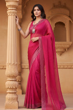 Load image into Gallery viewer, Women's Jimmy choo Embellished Bollywood Saree With Unstitched Blouse 5.5Mtr (Red) Kashvii