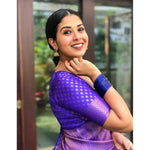 Load image into Gallery viewer, Women's Litchi silk Printed Saree With Unstitched Blouse (Purple) Kashvii