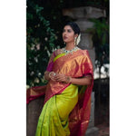 Load image into Gallery viewer, Women's Litchi silk Printed Saree With Unstitched Blouse (Green) Kashvii